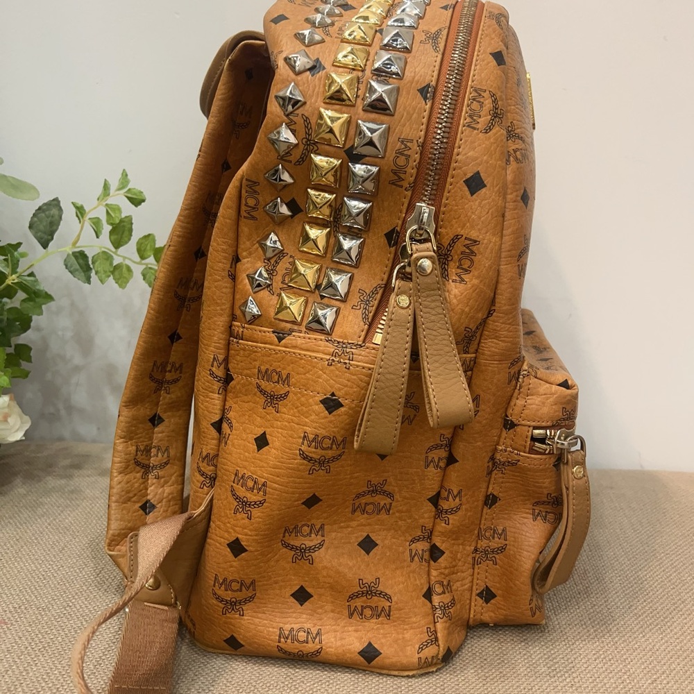 MCM Cognac Logo Backpack - Picture 2 of 14